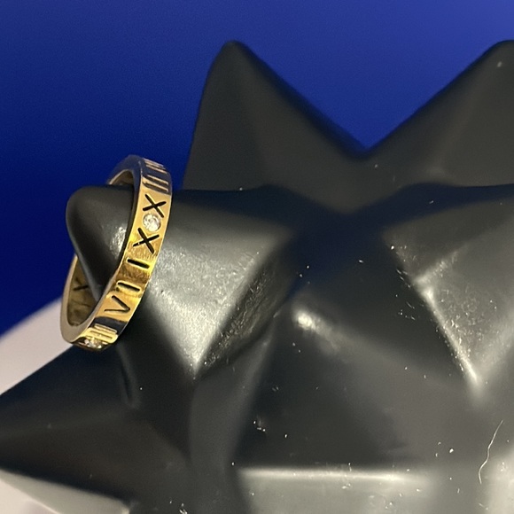 Roman Numeral Cut Out Ring With CZ’S - Picture 5 of 5